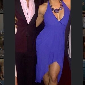 CY use blue sheer dress | lined | deep cut  size medium